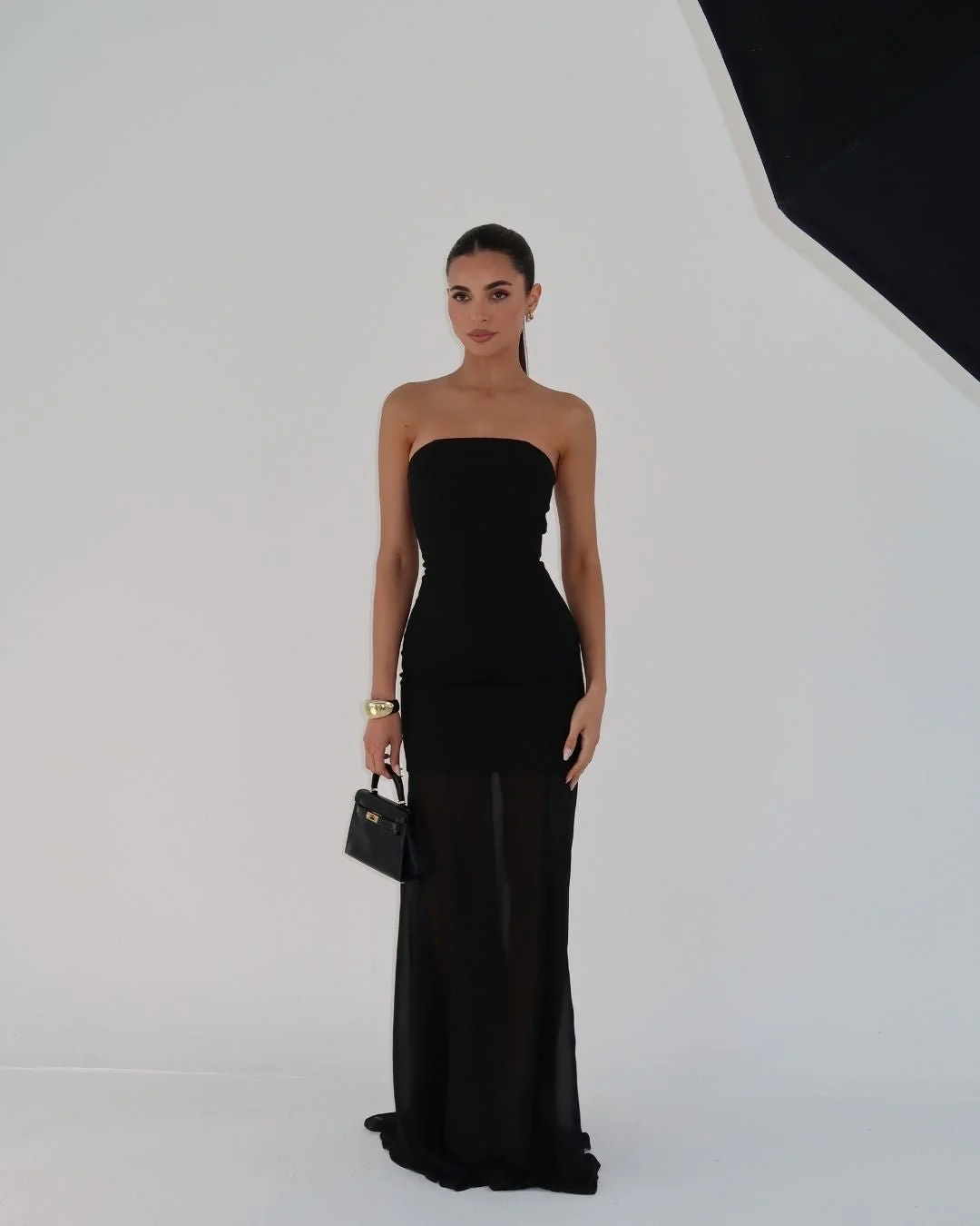 Black strapless crepe chiffon maxi dress - Image 6