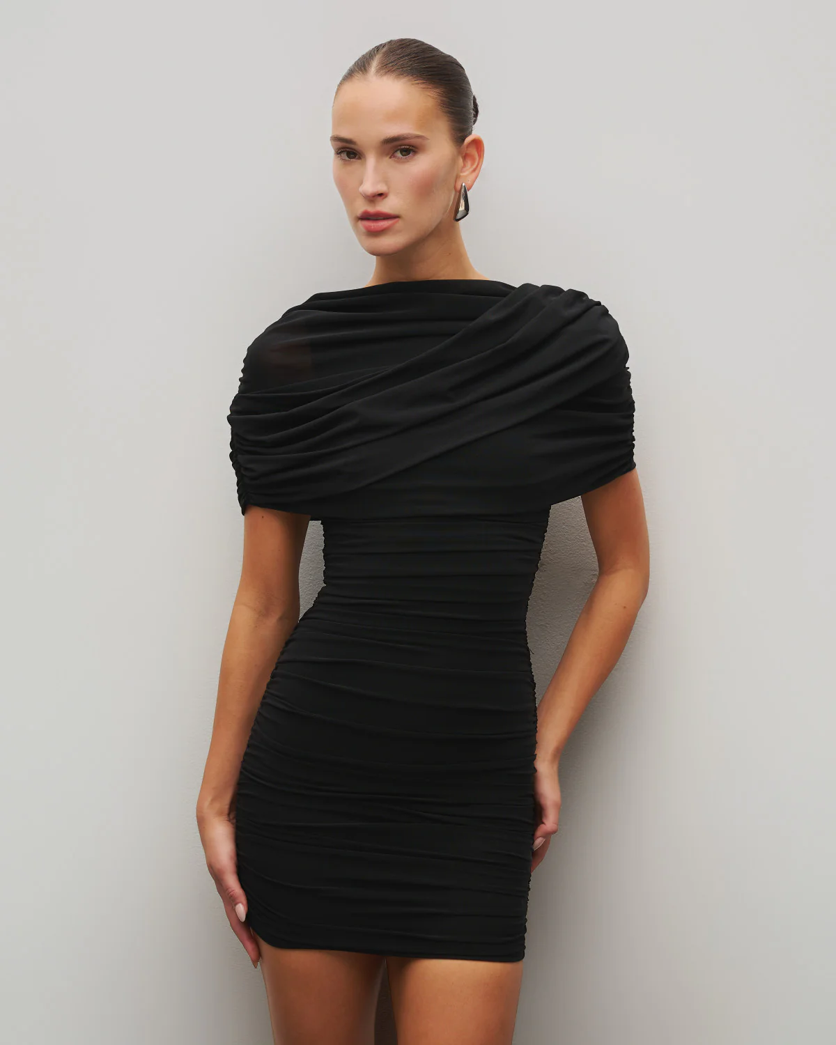 The Draped Shoulder Mini Dress - Image 7