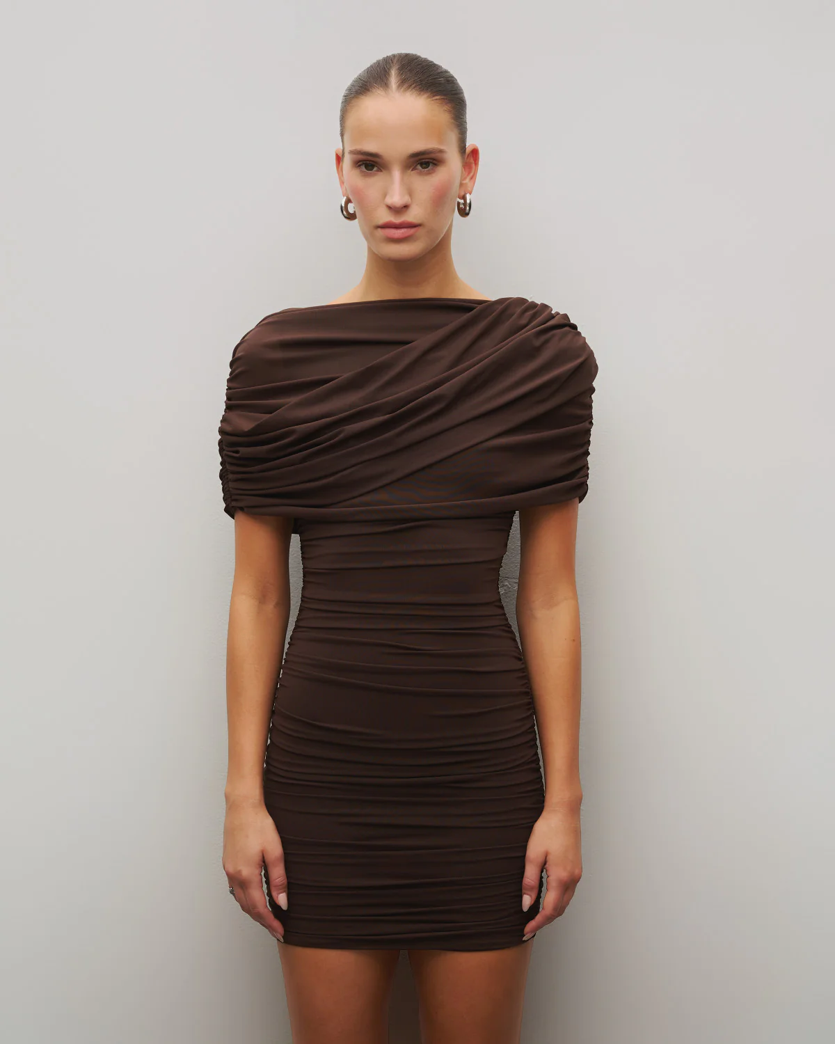 The Draped Shoulder Mini Dress - Image 6