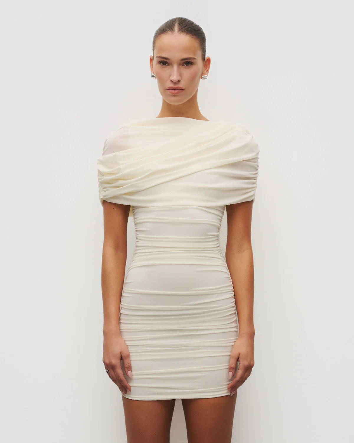 The Draped Shoulder Mini Dress - Image 6