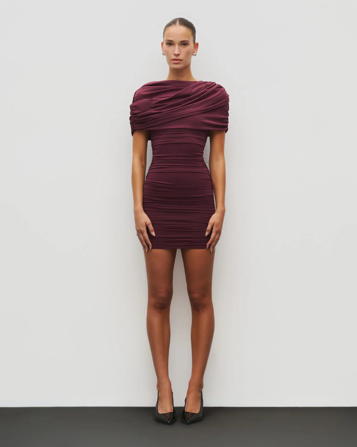 The Draped Shoulder Mini Dress - Image 3