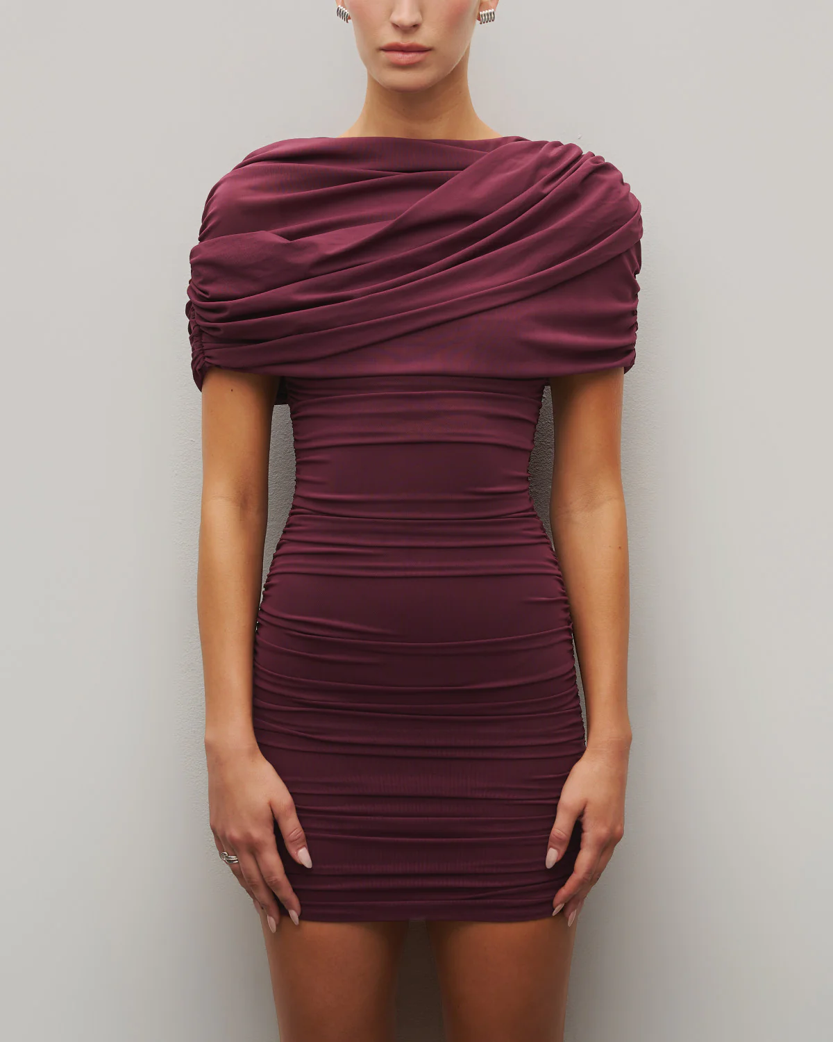 The Draped Shoulder Mini Dress - Image 7